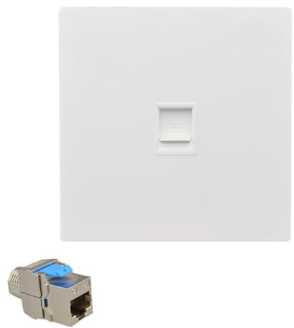 LiLiTok 1 Port CAT8 Gigabit Network Socket, 86x86mm Faceplate CAT.7 Wall Panel LAN CAT.8 Ethernet RJ45 Lan Cable Faceplate Net Plug Shield Socket
