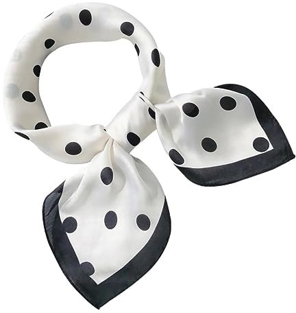 LIFKOME Polka Dot Seidenschal Damen Eleganter Quadratischer Halstuch Schal Modisches Accessoire Für Handtaschen Und Mit Großen Punkten Und Schwarzem Rand