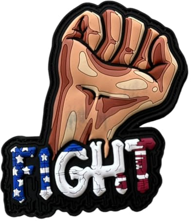 PATCHLAB Trump Fight USA Flag Fist PVC Morale Patch... with Hook and Loop Backing, with Unique Battle Marks colorings