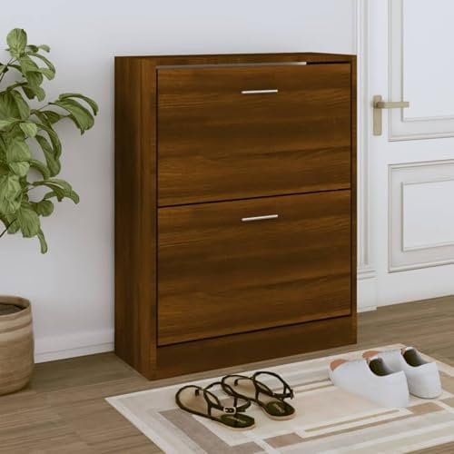 Xichuzi Schuhschrank Braun Eichen-Optik 63x24x81 cm Holzwerkstoff, Schuhorganizer, Flurgarderobe, Shoe Cabinet, Schuh Schrank, Flurschrank, Schuhkipper, Schuhaufbewahrung - 342563