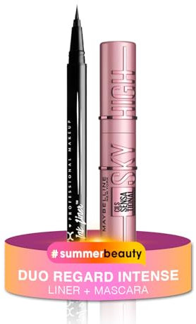 Duo Regard Parfait – NYX Professional Makeup - Maybelline New York – Eyeliner Feutre Epic Ink Black + Mascara Sky High Very Black - Look Intense