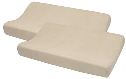 Meyco Wickelauflagenbezug 2er Pack 50x70cm Frottee Spannlaken Soft Sand | Baumwoll-Mix - Wickelunterlage - Oeko Tex zertifiziert - kuschelig weich & hautfreundlich - waschbar & trocknergeeignet