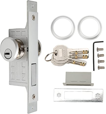 Serratura per porta di negozio, serratura infilare per porta commerciale con kit catenacci a cilindro a 3 chiavi per negozio