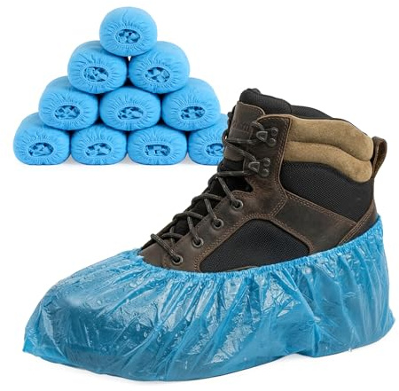 SITE KING Disposable Shoe Covers Blue, Waterproof & Non-Slip Overshoes, Elasticated Fit for Work Boots, Hygiene Shoe Covers for Cleaning, Medical & Industrial Use (100–2000 Pairs) (100)