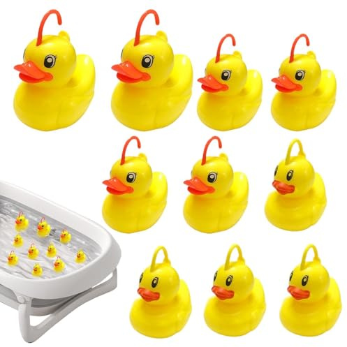 Qurygin 10 Pieces Duck Pond Fishing Game, Hook A Duck Game For Outdoor, Ducks Fishing Games Toy, Interactive Ducks Catching Pond Bath Toys, Summer Figures Bath Toys For Children