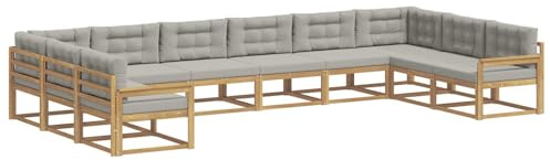 vidaXL Outdoor-Sofagarnitur mit Kissen 10 pcs Weiß und Hellgrau, Moderner Garten-Sofa, strapazierfähige Lounge, Elegantes Patio-Sofa, Sitzplatz im Garten, Möbel für Poolbereich
