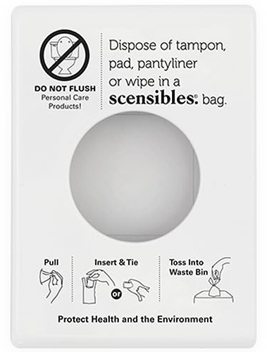 Scensibles Bathroom Dispenser for Menstrual Care Disposal - Bag Dispenser and Refill Boxes - for Tampons, Pads, Other Disposable Hygiene Products (White)