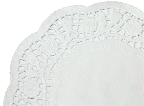 Fiesta CE992 Disposable Round White Paper Doilies, Pack of 250 | Protects display platters and cake stands from grease while elegantly presenting pastries for busy caterers.