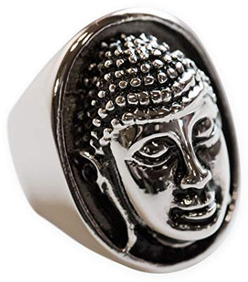 Fly Style Grosser Buddha Ring Siegelring aus 316L Edelstahl für Damen und Herren, Ring Grösse:21.0 mm