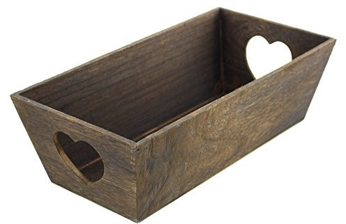 Frank Flechtwaren Holz-Kiste Herz, braun