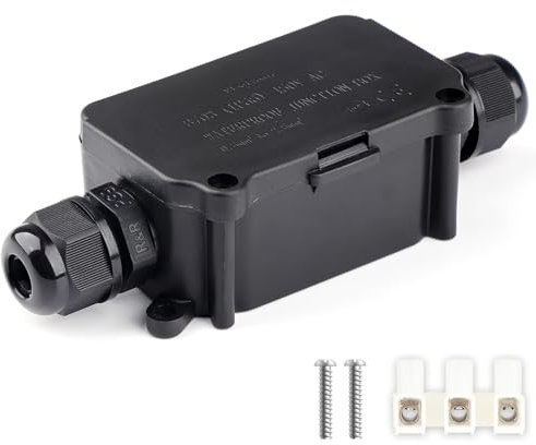 COOLWEST IP66 Junction Box Waterproof Outdoor 2 Cable PG9 Black Plastic Connector Gland Electrical
