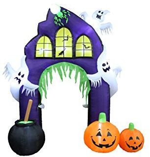 9 Fuß hoch Halloween aufblasbar Castle Torbogen mit Kürbissen und Geistern