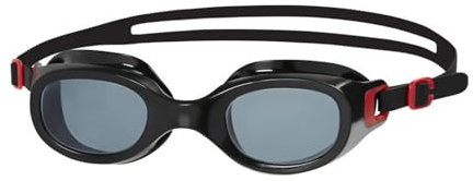 Speedo Futura Classic Lunettes de Natation pour Piscine Antichlore, Couleur Rouge/Gris