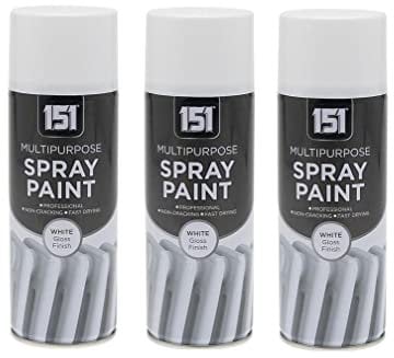 151 White Gloss Multi-Purpose Aerosol Spray Paint 400ml (3 Pack)