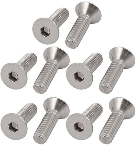 sourcing map 10 Stück 1/4-20 x 7/8 Senkkopfschrauben 304 Edelstahl Flachkopfschrauben Senkkopfschrauben mit Innensechskant