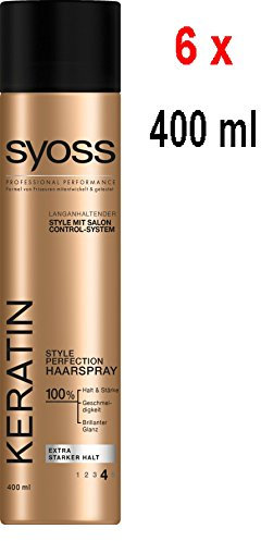 Syoss Style Perfection Lot de 6 laques pour cheveux à la kératine tenue extra forte 6 x 400 ml