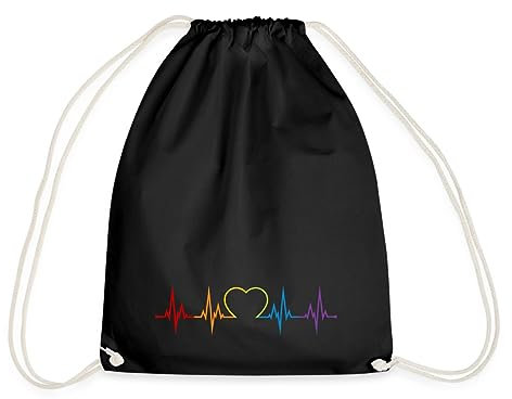 Spreadshirt LGBT Queere EKG Linie Mit Herz Gay Pride Turnbeutel, One size, Schwarz