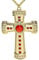NET TOYS Prollige Kette mit Kreuz-Anhänger | Gold-Rot | Funkelndes Unisex-Accessoire Goldene Kreuzkette Nonne geeignet für Fasching & Karneval