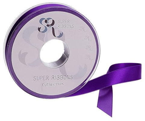 SR SUPER RIBBONS®™ Double Sided Satin Ribbons Gift Wrapping, Party Decoration, Wedding car, Christmas, Balloons, Hair, Cake, Presents, Wedding Bouquet (Purple 15mm x 20m)