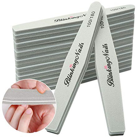 BlinkingNails Lavavetri e Buffer per Unghie Manicure, Sponge Nail File e Tamponi per Unghie a Spugna, 100/180 Grit Nail Buffer, Nail File Buffer e Lima per Unghie, Grigio Lime e Buffer Blocchi