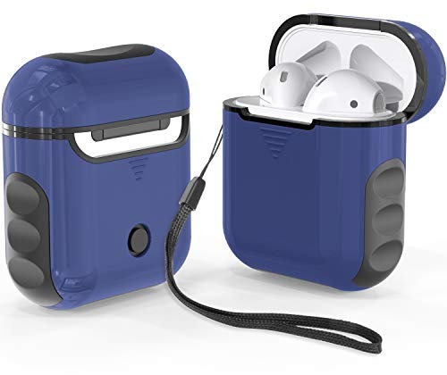 ORETECH Case for AirPods 1/2 - 1 Shockproof, Anti-Scratch Silicone PC Accessories Case - Blue/Black