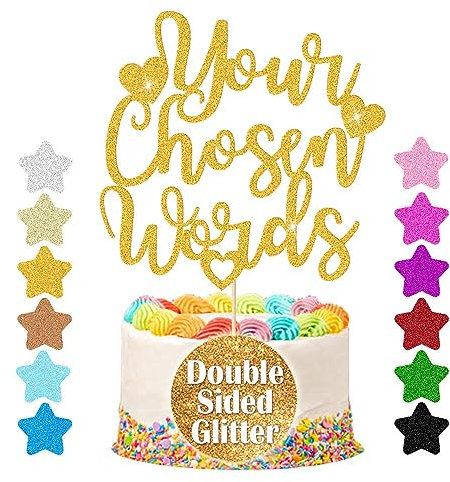 EDSG Personalised Cake Topper | Custom Cake Decoration with Any Text | Multicolour Glitter Wedding Party Decoration 13 15 18 21 25 30 45 60 (Gold)