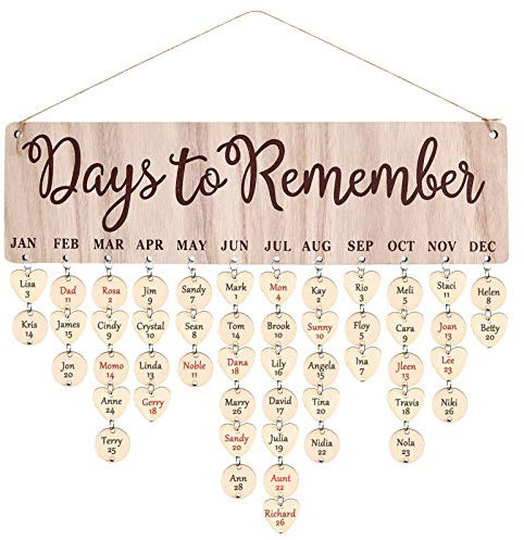 GOTH Perhk Holz Kalender Geburtstagserinnerung Wandbehang DIY hängende hölzerne Geburtstagserinnerungskalender Heimwanddekoration