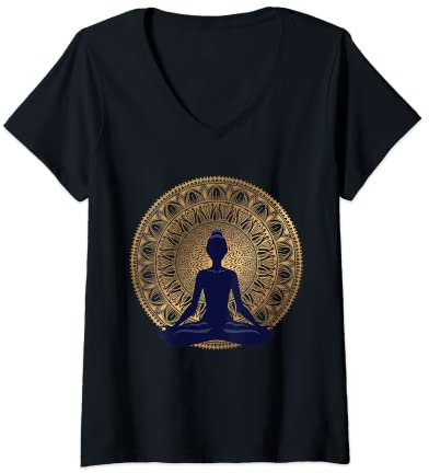 Damen Yoga Kleidung / Meditation Kleidung/ Namaste Gr.:S - XXXL T-Shirt mit V-Ausschnitt