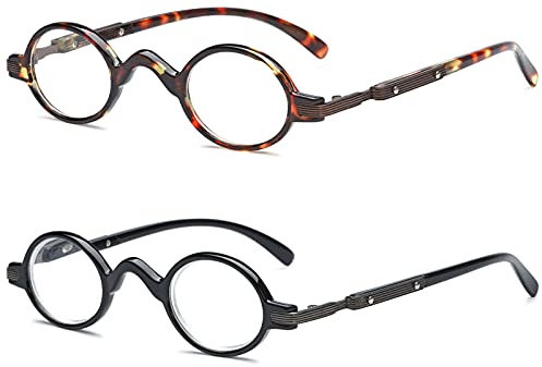 VEVESMUNDO Lesebrillen Herren Damen Retro Runde Klassische Vollrandbrille Arbeitsplatzbrille Vintage Klar Lesehilfe Sehhilfe Brillen mit Sehstärke (2 Stück Lesebrillen(Schwarz+Schildpatt), 2.0)