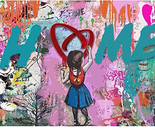 Tucocoo Bansky Ölgemälde für Mädchen, Banksy, Malen nach Zahlen, für Erwachsene, Acryl-Ölgemälde, Leinwand, personalisierbar, Malen nach Zahlen, (40 x 50 cm)