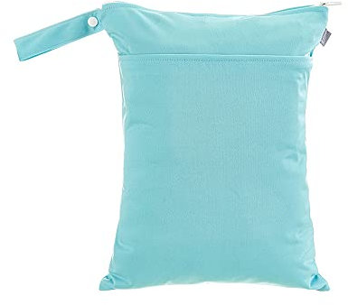 Treer Windeltasche Wasserdichte 30 * 40cm Trocken und Nasstaschen Baby Einfarbig Wetbags mit Reißverschluss, Windeltasche Kleinkind Stoffwindeln Hängende Organiser Beutel (Türkis)