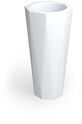 FORVEGA - Pot de fleur Octavia, hauteur 79 cm, design intemporel, de la plus haute qualité, résistant aux influences extérieures, matériau recyclé, parfait pour la maison et les espaces publics, blanc