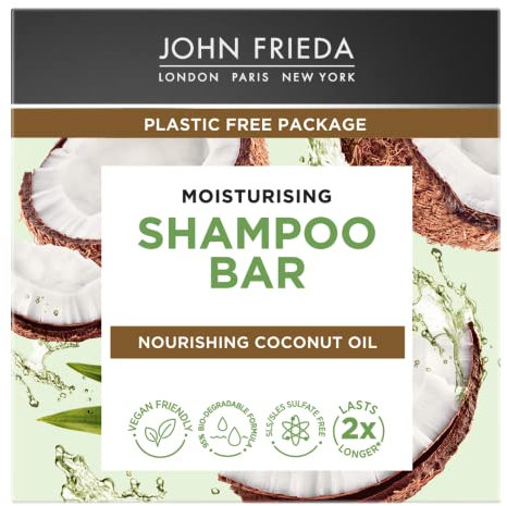 John Frieda Sulfatfreier Feuchtigkeitsspendender Shampoo-Riegel 75 g für trockenes Haar, vegan, unparfümiert