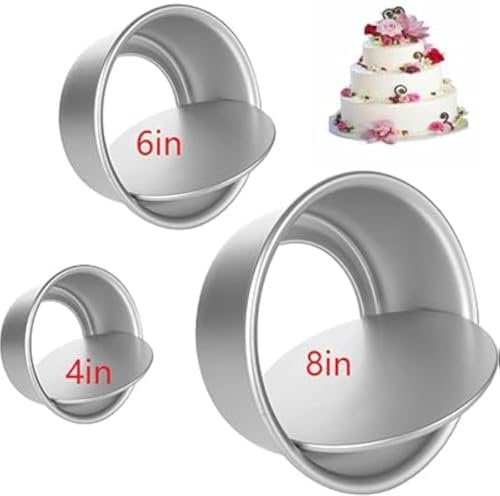 3 pack 4 inch, 6 inch, 8 inch Round Cake Tins Set, Non-Stick Aluminum Cake Pan Tins with Loose Base, Baking Round Cake Tin for Birthday, Weddings