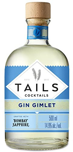 Tails Cocktails Gin Gimlet, mit Bombay Sapphire Gin gemixt, Ready-To-Drink Getränke-Mix für 4 servierfertige Cocktails in Barqualität, einfach mit Eis shaken, 14,9% Vol., 50 cl/500 ml