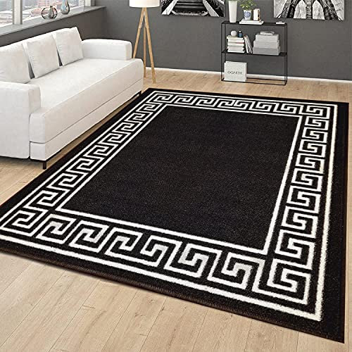 B&B Heavy Duty Area Rug-Door Mat Non Slip Backing Washable Indoor & Outdoor Doormats - Runner Rug Carpet Runner, Area Rugs, Indoor mat (Black & White, 120 x 170 cm)