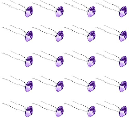 ZOUIQSS 20 Pack (Violett) Strass Haarnadeln Kristall Haarspangen für Braut Hochzeit Frauen Haarschmuck Zubehör,mit durchsichtigem Behälter