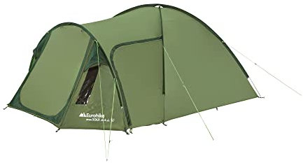 Eurohike Avon 3 DLX Nightfall Tent for 3 People with Porch and Darkened Bedroom, 3 Man, Compact, Lightweight, Tunnel, Easy to Pitch, Backpacking, Festivals, Camping, Hiking, 2000mm HH (Green)