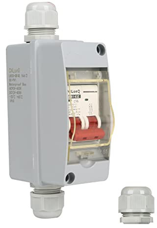 Leitungsschutzschalter PV DC Trennschalter Sicherungsautomat DC 12V-500V 2 Polig Mit IP65 Wasserdicht Gehäuse Für Solar Anlage Photovoltaik (16A)