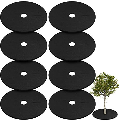 8 Stück 82.2 cm Vlies-Baum-Mulchring, verdickter Baumschutz, Matte, wiederverwendbar, Baum-Unkrautmatte, runder Stoff, Baumwurzelbarriere, Unkrautbekämpfung, Pflanzenwurzelschutz
