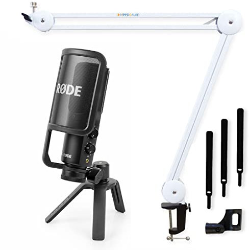 Rode NT-USB+ USB-Kondensatormikrofon + keepdrum MS138 WH Tisch-Stativ Weiss