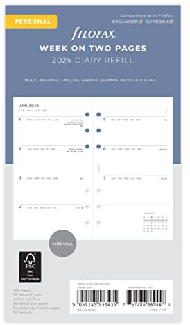 Filofax Persönlicher Minimalwoche auf zwei Seiten 2024 Terminplaner