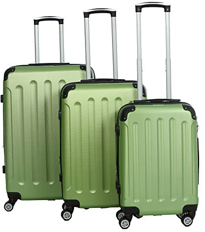 INVIDA Glüückskind Luxus Koffer Trolley Kofferset aus ABS in 6 Farben und Einzel oder im Set Frei Wählbar Grün 3tlg. Set