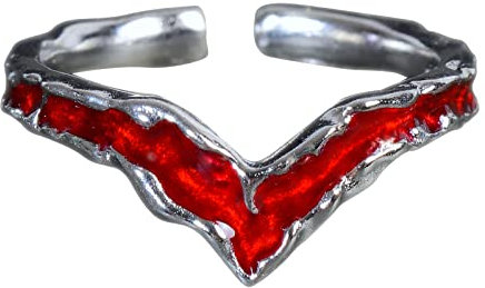 NicoWerk Damen Silberring Edel aus 925 Sterling Silber Strukturiert Rot Elegant Auffallend Bordeaux Spitz Verstellbar Offen SRI939