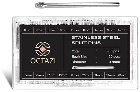 OCTAZI 360pcs Watch Strap Pins Link Removal Tool Kit Watch Band Spring Bars Cotter Pins Remover Repair Tool Kit in 18 Different Sizes 6-23mm Assortment Stainless Steel Repair Kit for Watchmaker