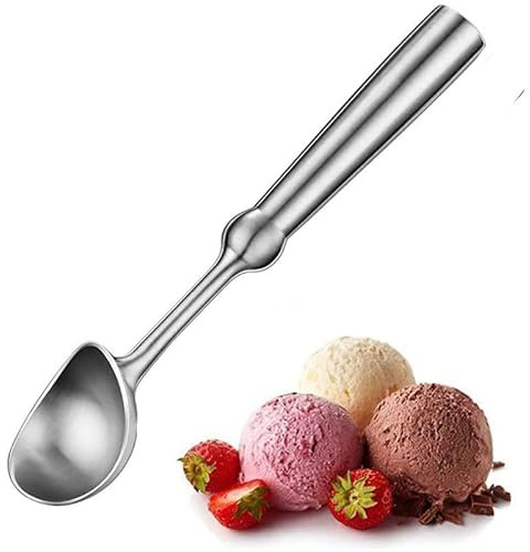 Multipurpose Heavy Duty Stainless Steel Large Ice Cream Scoop with Comfortable Handle and Ergonomic Non-Slip Grip (Thick Waist Handle-Silver)