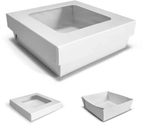 Rotoform, 25 PZ Scatole per Sushi e Dolci, Contenitore Take Away, Colore Bianco, Finestra Trasparente Quadrata, Contenitori in Cartone per Alimenti (S002 25 unità (Media)