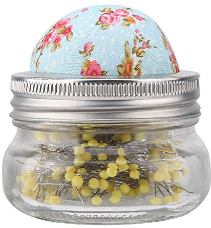Nähnadelkissen, Nähnadeln Zum Nähen mit Nadelnadelhalter und Glasflasche, 200 Stück Perlennadeln mit Quiltnadelkissen-Set, DIY-Nähset, Nadelhalter mit Großem Kopf