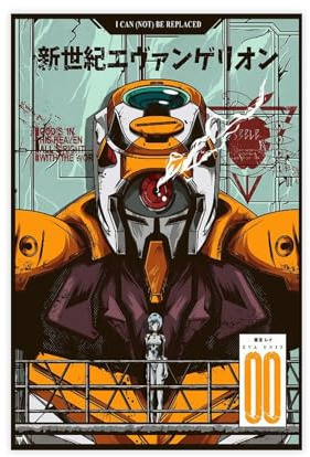 yiili Neon Genesis Evangelion Riesiger Roboter Eva Unit 00 Poster, Leinwandposter, Wandkunst, Dekordruck, Bild Gemälde für Wohnzimmer, Schlafzimmer, Dekoration, ungerahmt, 30 x 45 cm