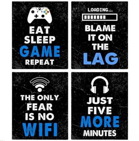 4Pcs Gamer Posters Jeu Vidéo Déco, Affiche de Jeu avec Cadre, Decoration Murale Chambre Gaming, Art Toile Peinture Photo pour Playrooom, Garçons Chambre, dortoir (4Pcs 8x10inch)